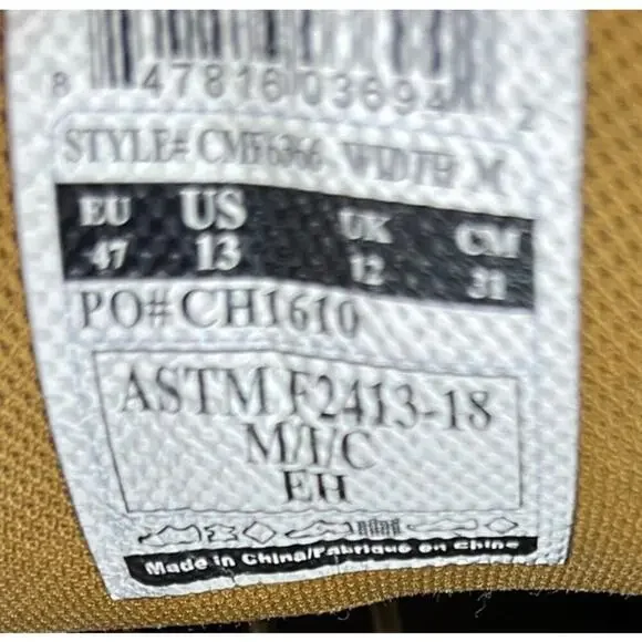 Carhartt Men's Rugged Flex 6" Composite Toe Waterproof Work Boot Size 13 - Picture 6 of 6